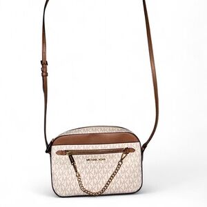 Michael Kors Brown and Cream Crossbody Bag